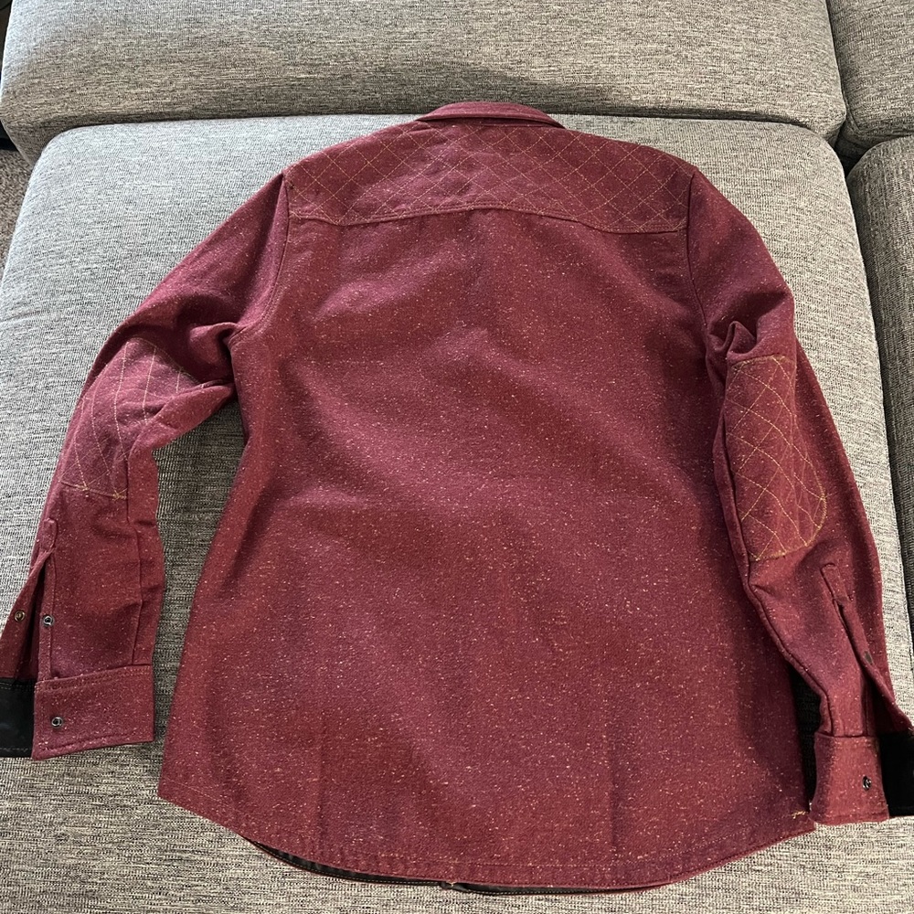 Men's Maroon Quilted Detail Shacket Jacket - Picture 10 of 10
